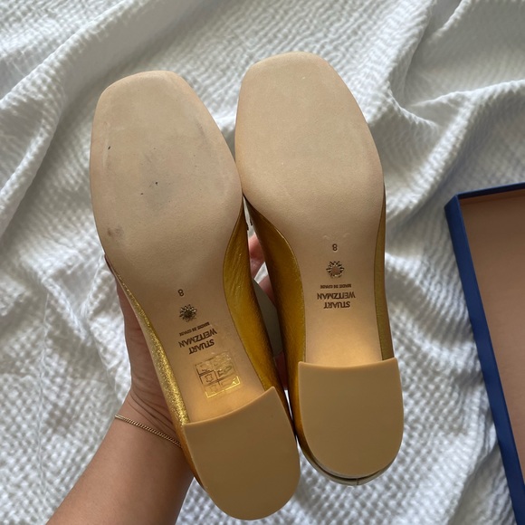 Stuart Weitzman Gold Block Heel Loafers - Picture 10 of 14